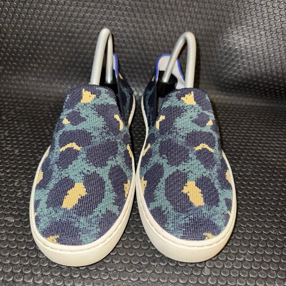Rothy’s The Original Slip On Blue Leopard Print Comfort Sneaker Women’s Size 7.5 - Picture 2 of 8